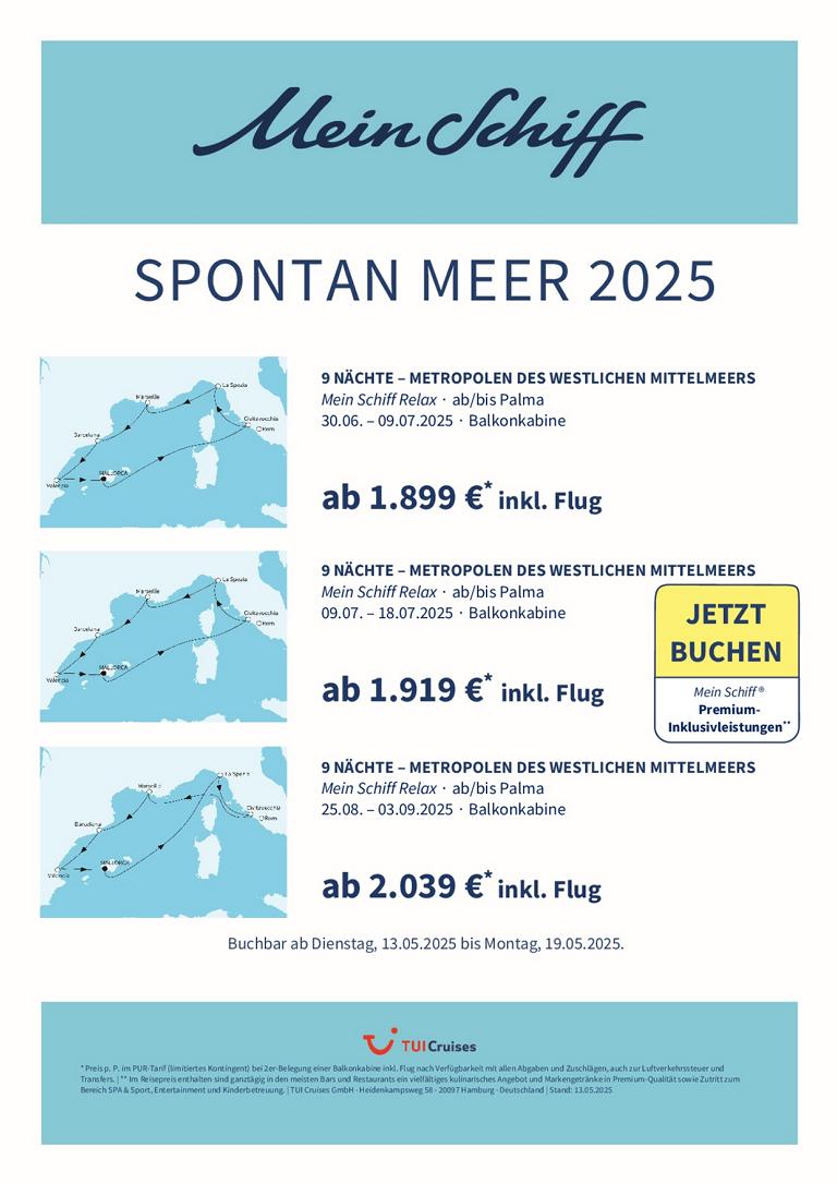 Mein Schiff® Angebot der Woche - 13.05. bis 19.05.2025 (Special Spontan Meer) 2 K1024 Mein Schiff SPONTAN MEER 2025 bunt2