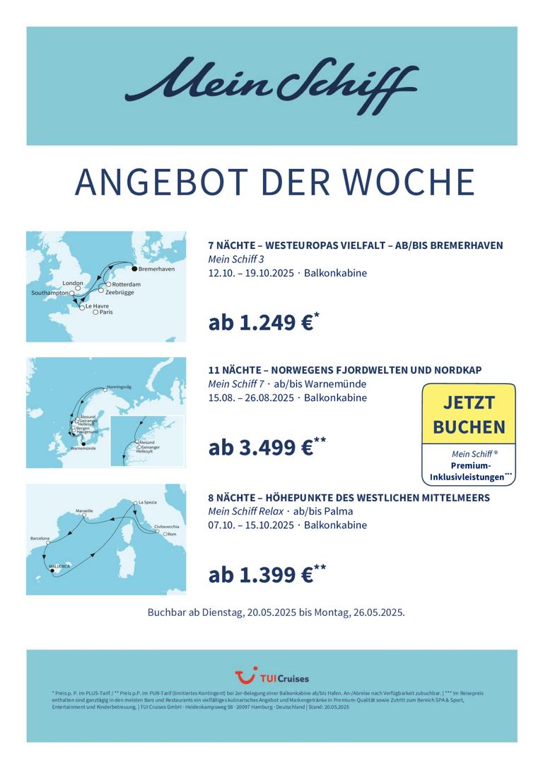 Mein Schiff® Angebot der Woche - 20.05. bis 26.05.2025 1 K1024 mein schiff adw kw 21 bunt