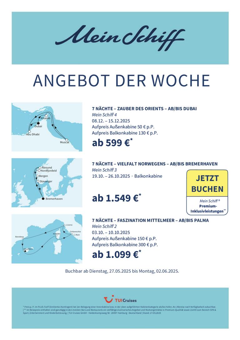 Mein Schiff® Angebot der Woche - 27.05. bis 02.06.2025 1 K1024 mein schiff adw kw 22 bunt