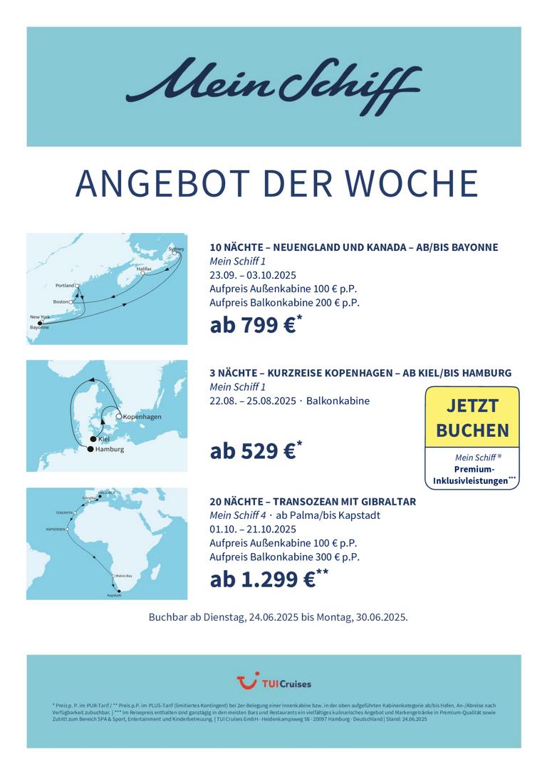 Mein Schiff® Angebot der Woche - 24.06. bis 30.06.2025 1 K1024 mein schiff adw kw 26 bunt