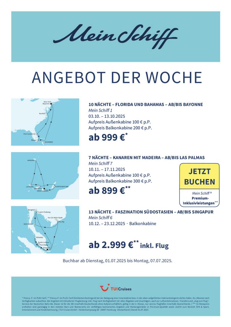 Mein Schiff® Angebot der Woche - 01.07. bis 07.07.2025 1 K1024 mein schiff adw kw 27 bunt