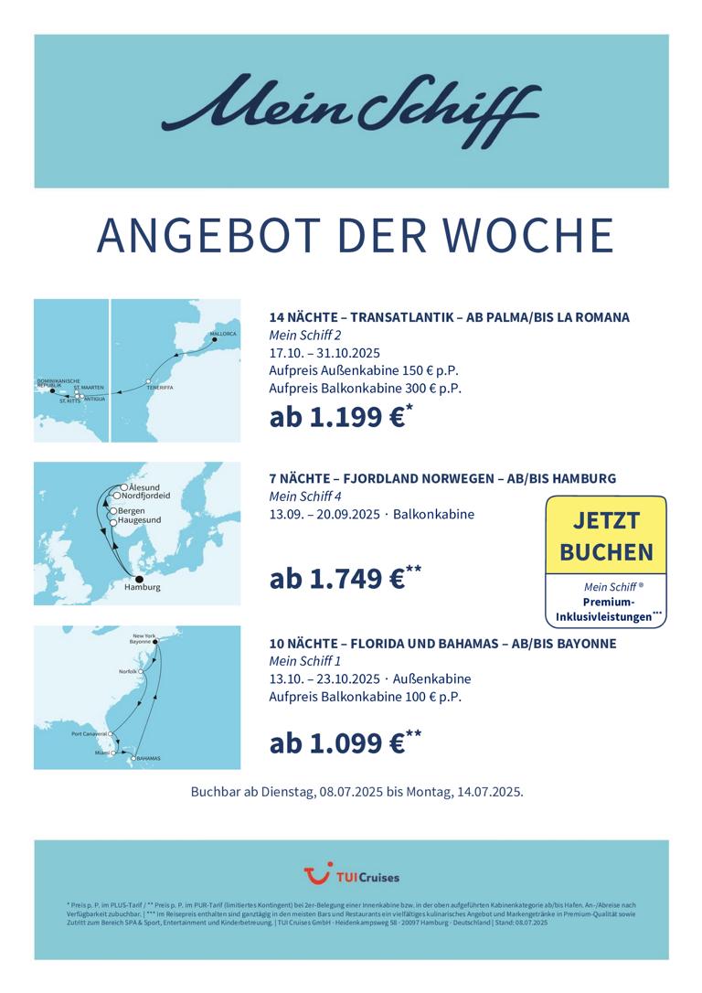 Mein Schiff® Angebot der Woche - 08.07. bis 14.07.2025 1 K1024 mein schiff adw kw 28 bunt