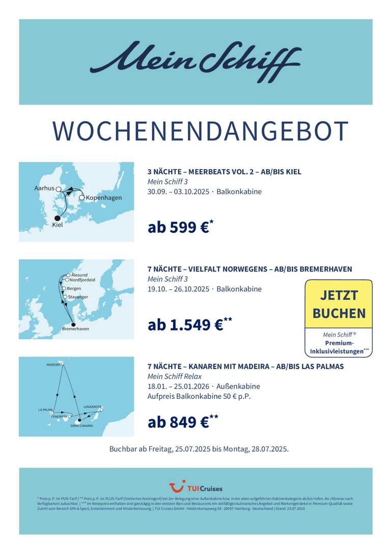 Mein Schiff® Wochenendangebot – 25.07. bis 28.07.2025 1 K1024 mein schiff wochenendangebot kw 30 bunt