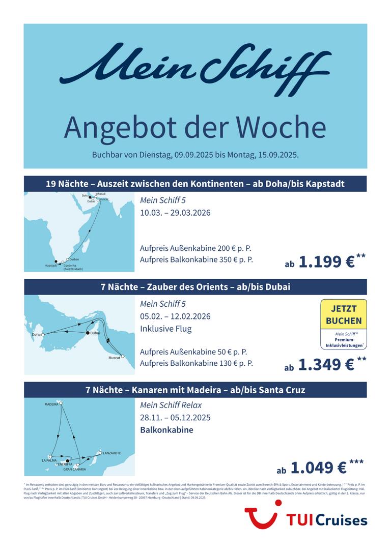 Mein Schiff® Angebot der Woche - 09.09. bis 15.09.2025 1 K1024 mein schiff adw kw 37 bunt