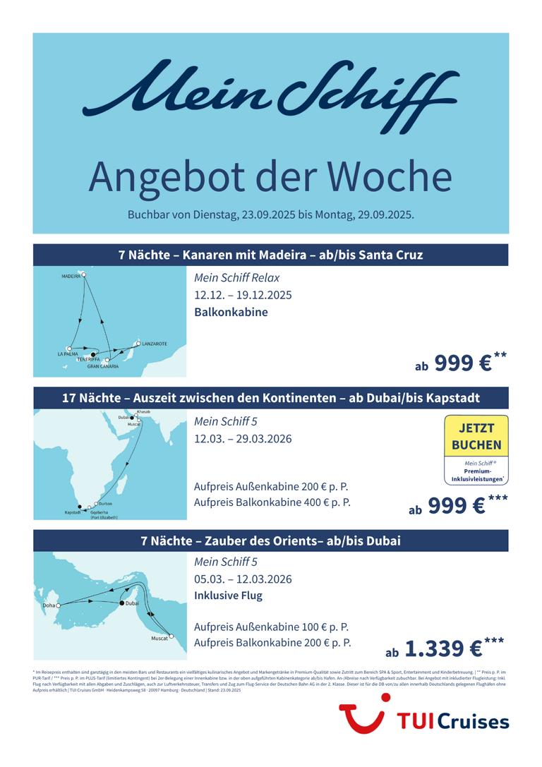 Mein Schiff® Angebot der Woche - 23.09. bis 29.09.2025 1 K1024 mein schiff adw kw 39 bunt