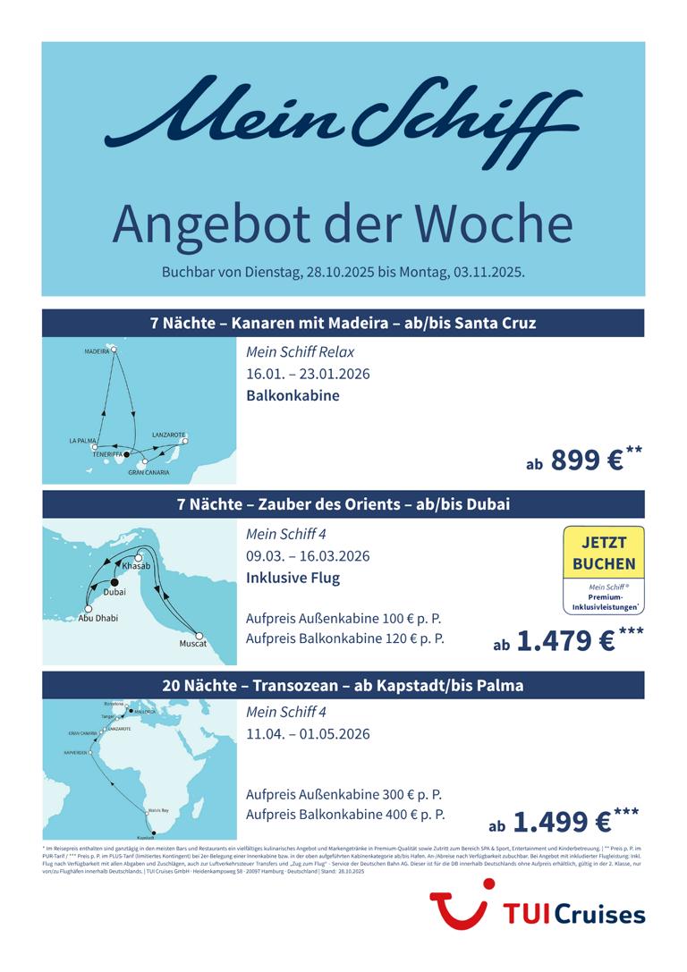 Mein Schiff® Angebot der Woche - 28.10. bis 03.11.2025 1 K1024 mein schiff adw kw 44 bunt
