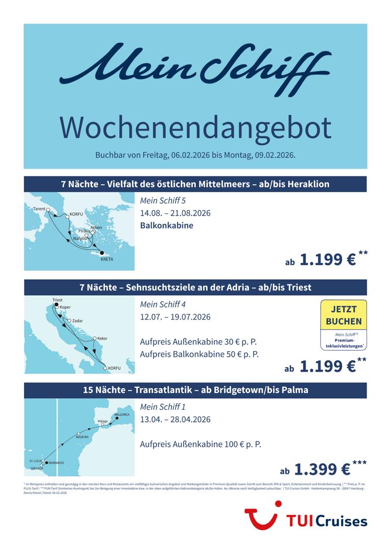 K1024 mein schiff wochenendangebot kw 06 bunt
