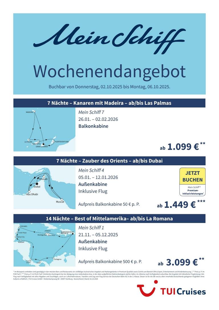 K1024 mein schiff wochenendangebot kw 40 bunt
