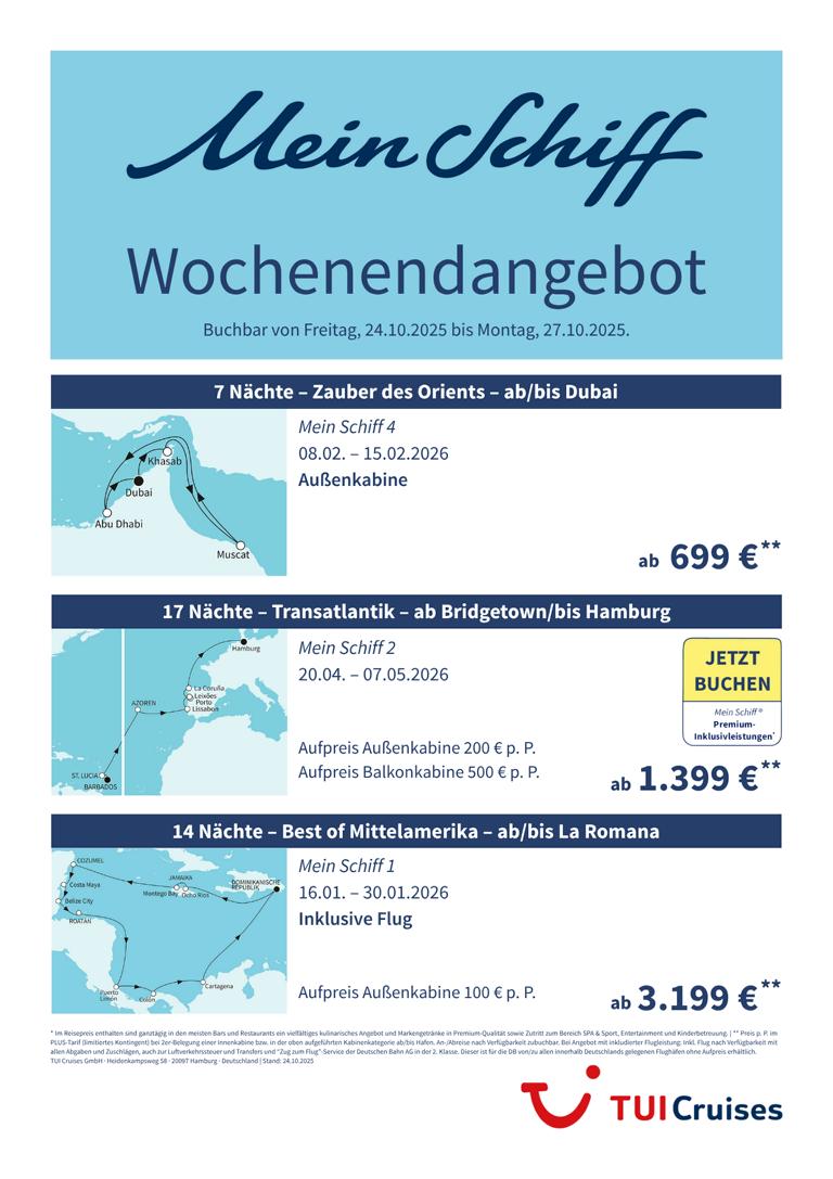 K1024 mein schiff wochenendangebot kw 43 bunt
