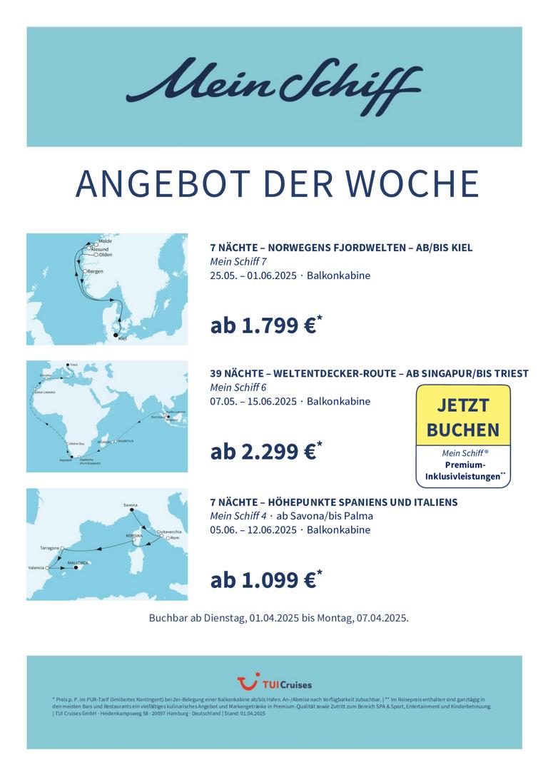 Mein Schiff® Angebot der Woche - 01.04. bis 07.04.2025 1 mein schiff adw kw 14
