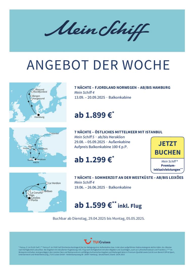 Mein Schiff® Angebot der Woche - 29.04. bis 05.05.2025 1 mein schiff adw kw 18