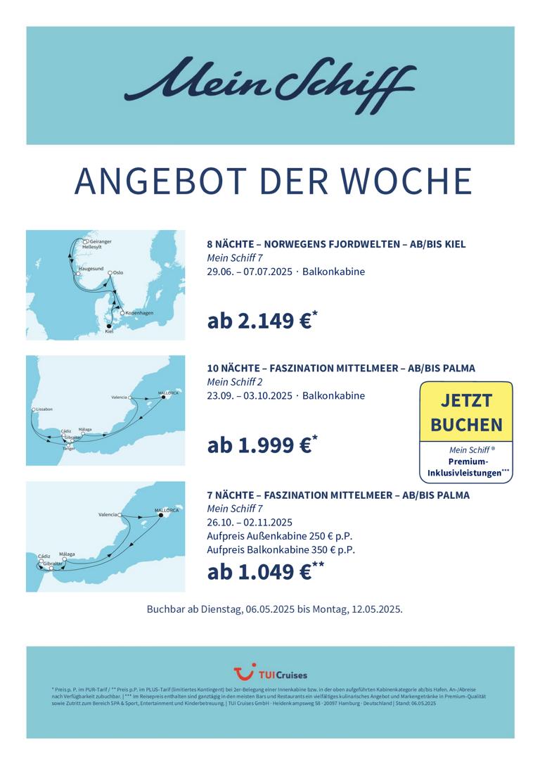 Mein Schiff® Angebot der Woche - 06.05. bis 12.05.2025 1 mein schiff adw kw 19