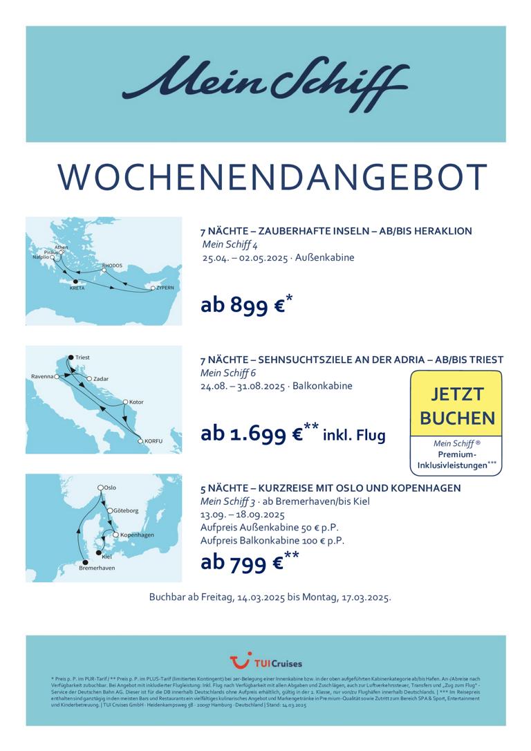 mein schiff wochenendangebot kw 11