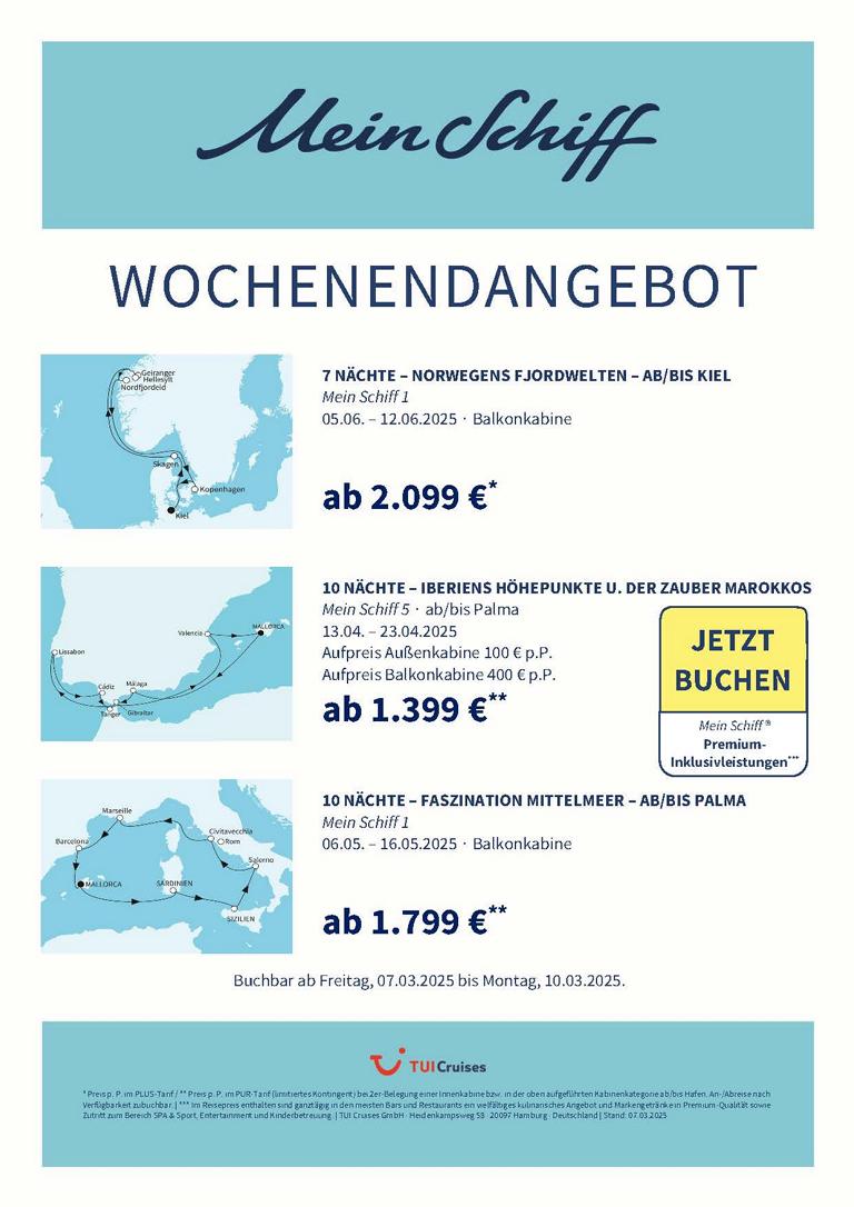 mein schiff wochenendangebot kw 10